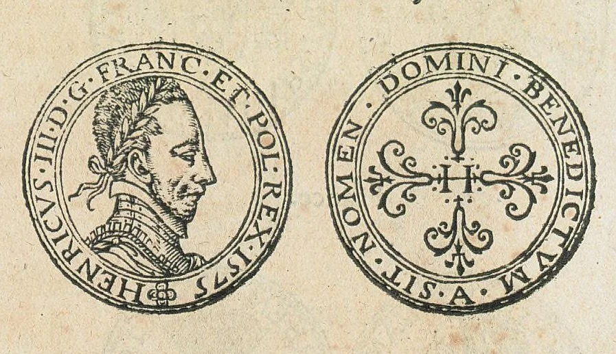 An illustration from Les edicts et ordonnances des roys de France depuis s. Loys iusques a present : avec les verifications, modifications, et declarations sur icelles : divisees en quatre tomes, par Antoine Fontanon, advocat en la Cour de Parlement de Paris : et par luy augmentées de plusieurs belles ordonnances, anciennes & nouvelles, reduictes en leur vray ordre selon la nature des matieres., 1580, leaf 191