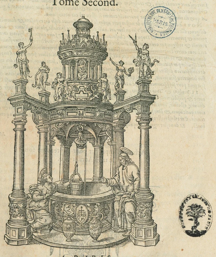An illustration from Les edicts et ordonnances des roys de France depuis s. Loys iusques a present : avec les verifications, modifications, et declarations sur icelles : divisees en quatre tomes, par Antoine Fontanon, advocat en la Cour de Parlement de Paris : et par luy augmentées de plusieurs belles ordonnances, anciennes & nouvelles, reduictes en leur vray ordre selon la nature des matieres., 1580, leaf 7