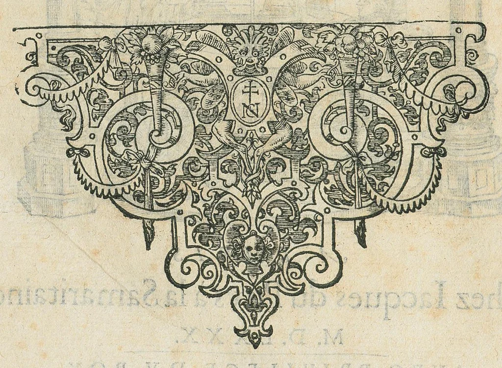 An illustration from Les edicts et ordonnances des roys de France depuis s. Loys iusques a present : avec les verifications, modifications, et declarations sur icelles : divisees en quatre tomes, par Antoine Fontanon, advocat en la Cour de Parlement de Paris : et par luy augmentées de plusieurs belles ordonnances, anciennes & nouvelles, reduictes en leur vray ordre selon la nature des matieres., 1580, leaf 8