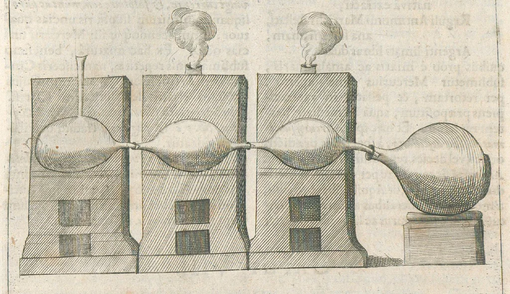 An illustration from Pharmacopoeia regia, seu Dispensatorium novum locupletatum et absolutum, annexa etiam mantissa spagyrica, in quibus vera et accurata methodo selectissimorum medicamentorum compositiones et praeparationes traduntur... Cui accessere bini discursus apologetici. Authore Joanne Zwelfer,..., 1668, leaf 382