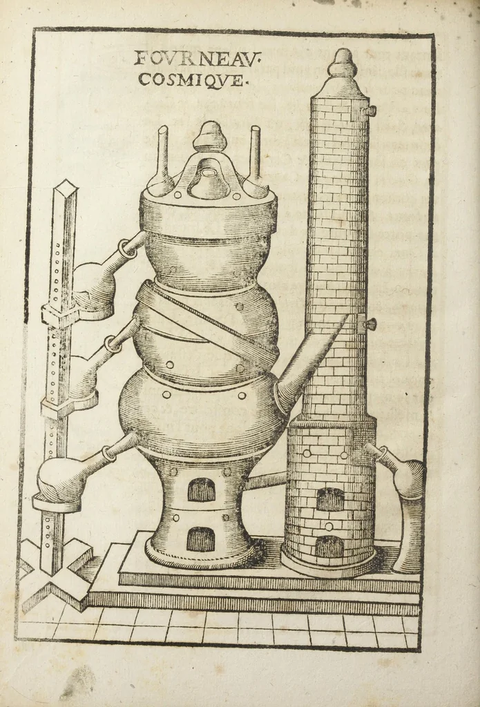 An illustration from Le vray et methodique cours de la physique resolutive, vulgairements dite chymie representé par figures generales & particulieres pour connoistre la theotechnie ergocosmique, c'est a dire, l'art de Dieu en l'ouvrage de l'univers. Seconde édition, avec l'indice des matieres de ce volume, & quelques additions. Par Annibal Barlet, 1657, leaf 167