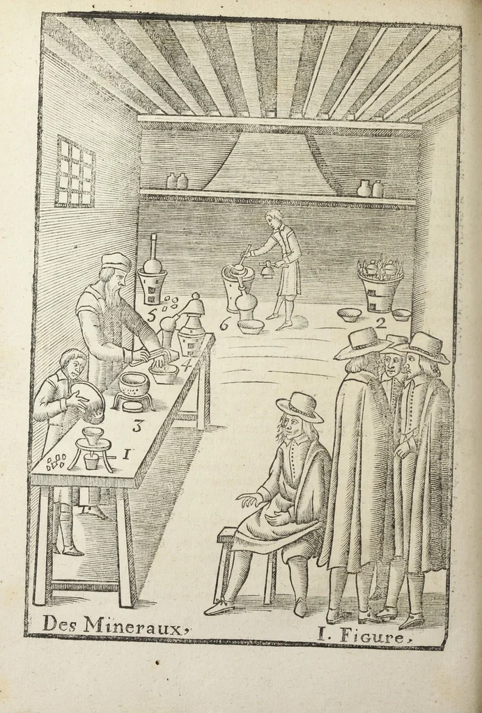 An illustration from Le vray et methodique cours de la physique resolutive, vulgairements dite chymie representé par figures generales & particulieres pour connoistre la theotechnie ergocosmique, c'est a dire, l'art de Dieu en l'ouvrage de l'univers. Seconde édition, avec l'indice des matieres de ce volume, & quelques additions. Par Annibal Barlet, 1657, leaf 438