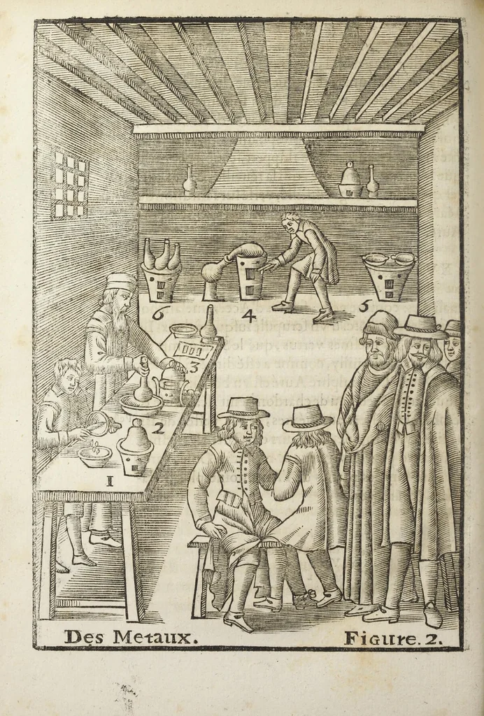 An illustration from Le vray et methodique cours de la physique resolutive, vulgairements dite chymie representé par figures generales & particulieres pour connoistre la theotechnie ergocosmique, c'est a dire, l'art de Dieu en l'ouvrage de l'univers. Seconde édition, avec l'indice des matieres de ce volume, & quelques additions. Par Annibal Barlet, 1657, leaf 560