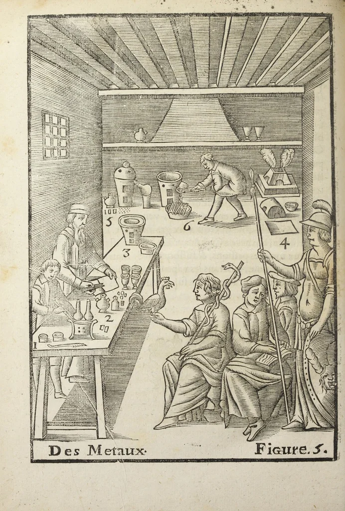 An illustration from Le vray et methodique cours de la physique resolutive, vulgairements dite chymie representé par figures generales & particulieres pour connoistre la theotechnie ergocosmique, c'est a dire, l'art de Dieu en l'ouvrage de l'univers. Seconde édition, avec l'indice des matieres de ce volume, & quelques additions. Par Annibal Barlet, 1657, leaf 624