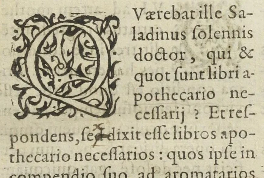 An illustration from Dispensarium Nicolai Praepositi ad aromatarios infinitis penè mendis diligentissimè repurgatum. Cui accedit Platearius vulgo circa instans nuncupatus de simplici medicina eadem diligentia correctus. Cum indice., 1582, leaf 19