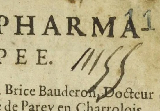 An illustration from Paraphrase sur la pharmacopee. Divisée en deux liures, par M. Brice Bauderon, docteur en medecine, natif de la ville de Parey en Charrolois, & à present resident à Mascon. Sixiesme edition. Reveuë, corrigée, & augmentée par M. Gracian Bauderon, aussi docteur en medecine, seigneur de Senecé, fils de l'autheur, exerçant laditte profession de medecine audict lieu de Mascon. Ensemble un Traicté des Eaux distillées qu'un appoticaire doit tenir en sa boutique. Fait par Laurens Catelan maistre appoticaire de Mont-pelier., 1614, leaf 5