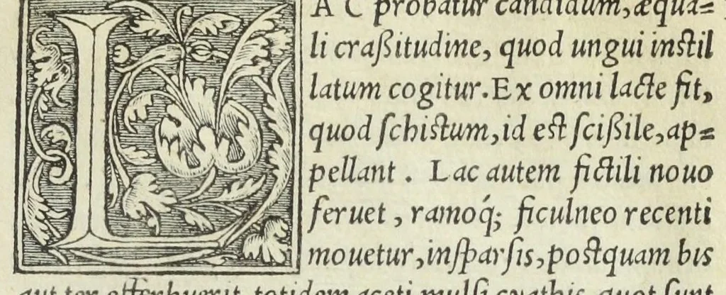 An illustration from Apparatus et delectus simplicium medicamentorum. De compositione medicamentorum secundum genera, ex Paulo Aegineta. De compositione medicamentorum secundum genera universalis methodus, ex Galeno. Omnia nunc primùm ædita, cùm medicis, tum pharmacopolis omnib. apprimè necessaria, auctore Conrado Gessnero Tigurino., 1542, leaf 82