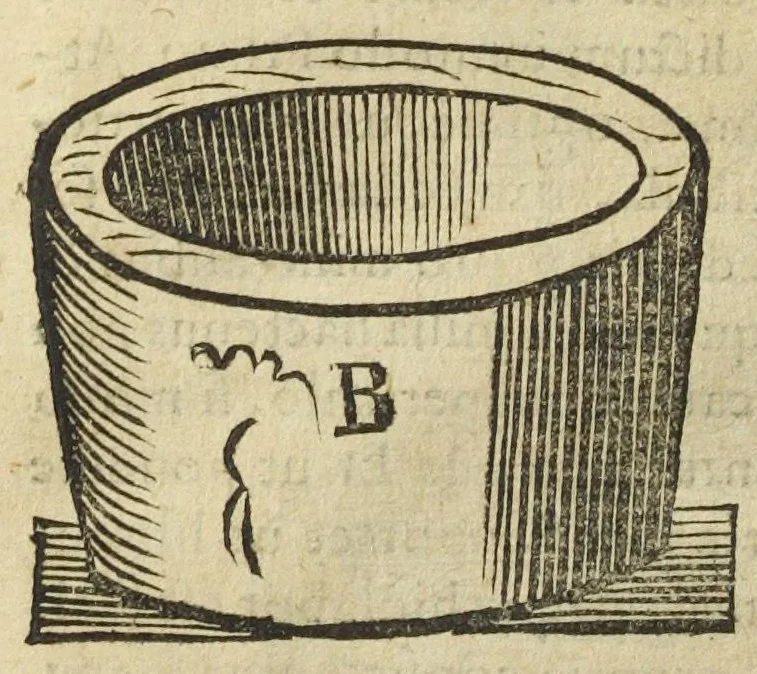 An illustration from Furni novi philosophici, sive Descriptio artis destillatoriæ novæ ; nec non Spirituum, oleorum, florum, aliorumque medicamentorum illius beneficio, facilimâ quâdam & peculiari viâ è vegetabilibus, animalibus & mineralibus, conficiendorum & quidem magno cum lucro ; agens quoque de illorum usu tàm chymico quàm medico,edita & publicata in gratiam veritatis studiosorum per Joannem Rudolphum Glauberum., 1651, leaf 414