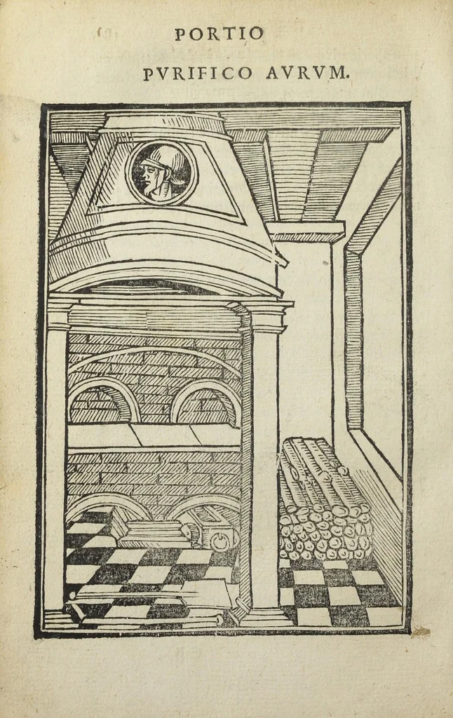 An illustration from Ars et theoria transmutationis metallicæ cum Voarchadúmia, proportionibus, numeris, & iconibus rei accommodis illustrata. Joanne Augustino Pantheo Veneto authore., 1550, leaf 103