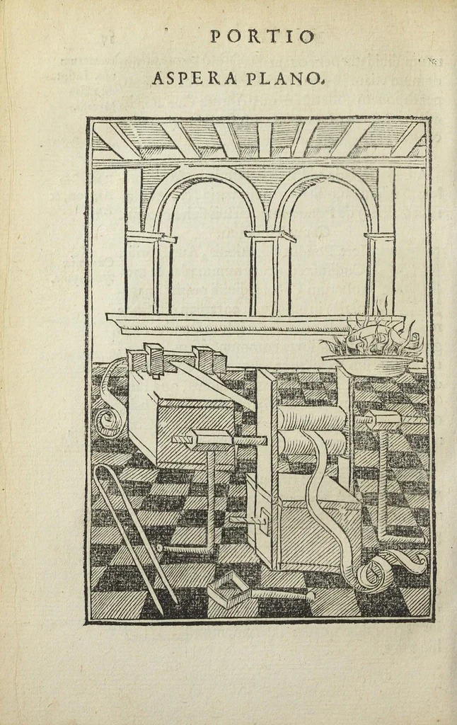 An illustration from Ars et theoria transmutationis metallicæ cum Voarchadúmia, proportionibus, numeris, & iconibus rei accommodis illustrata. Joanne Augustino Pantheo Veneto authore., 1550, leaf 113
