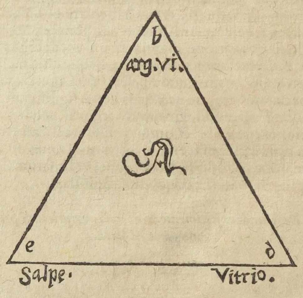 An illustration from Theatrum chemicum, præcipuos selectorum auctorum tractatus de chemiæ et lapidis philosophici antiquitate, veritate, jure, præstantia, & operationibus continens : in gratiam veræ chemiae, et medicinæ chemicæ studiosorum (ut qui uberrimam inde optimorum remediorum messem facere potuerunt) congestum, & in tres partes seu volumina digestum ; singulis voluminibus, suo auctorum et librorum catalogo primis pagellis : rerum verò & verborum indice postremis annexo. Volumen quartum, 1613, leaf 170