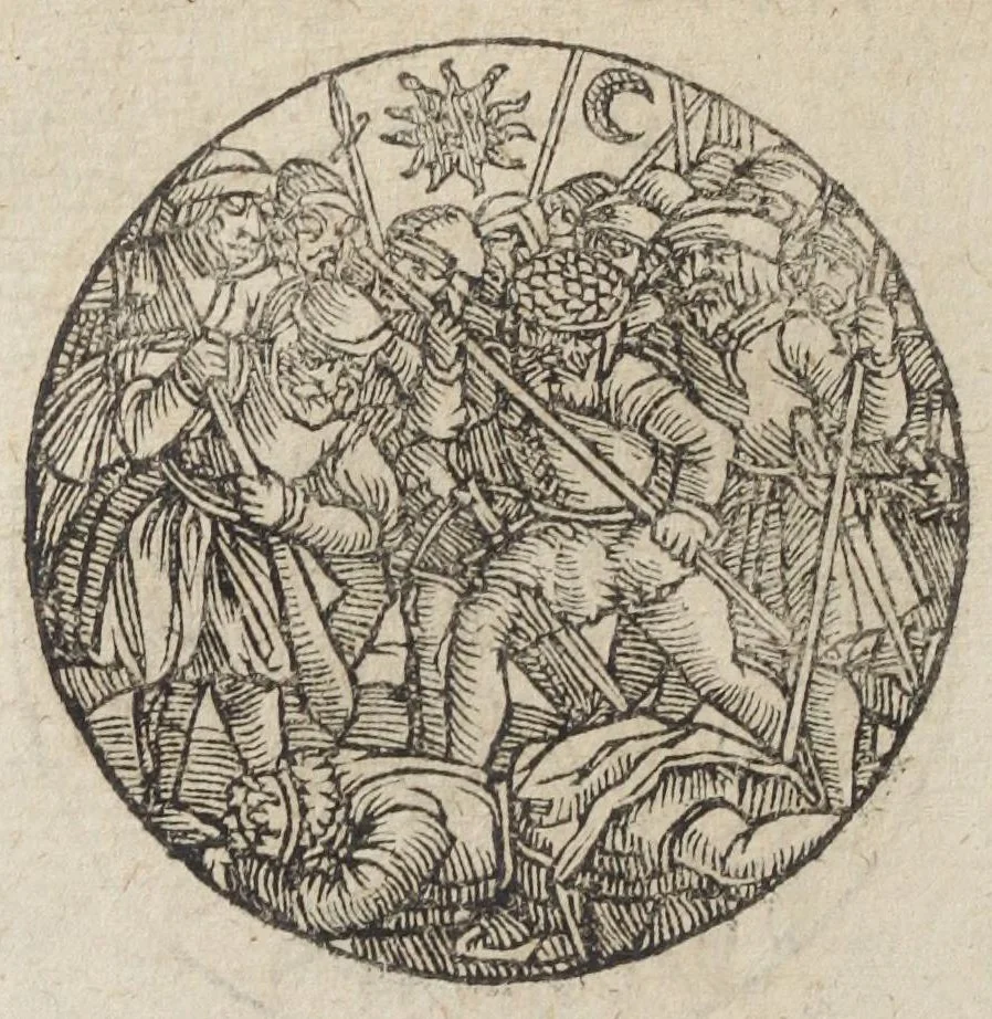 An illustration from Theatrum chemicum, præcipuos selectorum auctorum tractatus de chemiæ et lapidis philosophici antiquitate, veritate, jure, præstantia, & operationibus continens : in gratiam veræ chemiae, et medicinæ chemicæ studiosorum (ut qui uberrimam inde optimorum remediorum messem facere potuerunt) congestum, & in tres partes seu volumina digestum ; singulis voluminibus, suo auctorum et librorum catalogo primis pagellis : rerum verò & verborum indice postremis annexo. Volumen quartum, 1613, leaf 588