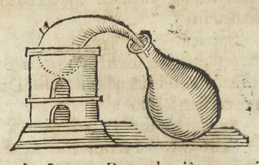 An illustration from Angeli Salæ Vicentini chymiatri candidissimi et archiatri megapolitani. Opera medico-chymica quæ extant omnia. Frustulatim hactenus diversisque linguis excusa, nunc in unum collecta latinoque idiomate edita. Editio postrema auctior & emendatior, In qua præter correctionem crassissimorum errorum plusquam mille locis commissorum in nouissima editione Francofurtensi, integra capita sparsim Gallicè aut Germanicè expressa, latinitate donata reperies. Huic ultimæ editioni accessit tractatus peculiaris Angeli Salæ de Erroribus pseudochymicorum et galenistarum, multùm desideratus, & nunquam nisi seorsim editus. Addito indice rerum & verborum locupletissimo., 1650, leaf 578