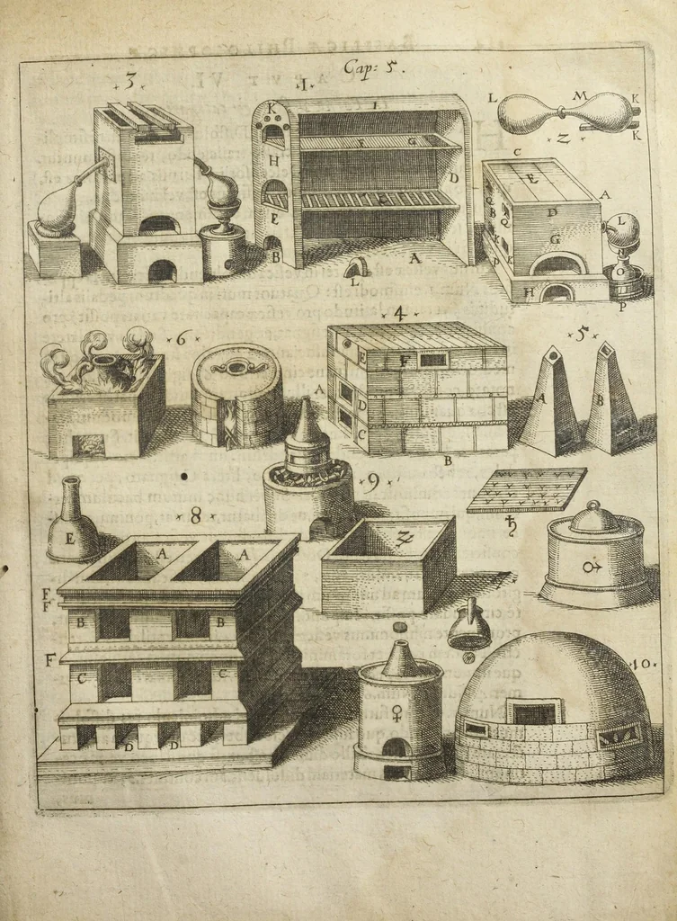 An illustration from Joannis Danielis Mylii, medicinæ candidati Operis medico-chymici pars altera. Qua continentur tres libri posteriores basilicæ chymicæ, ut & basilica philosophica, perfecta, in libros tres distributa, & figuris æneis illustrata., 1620, leaf 1367