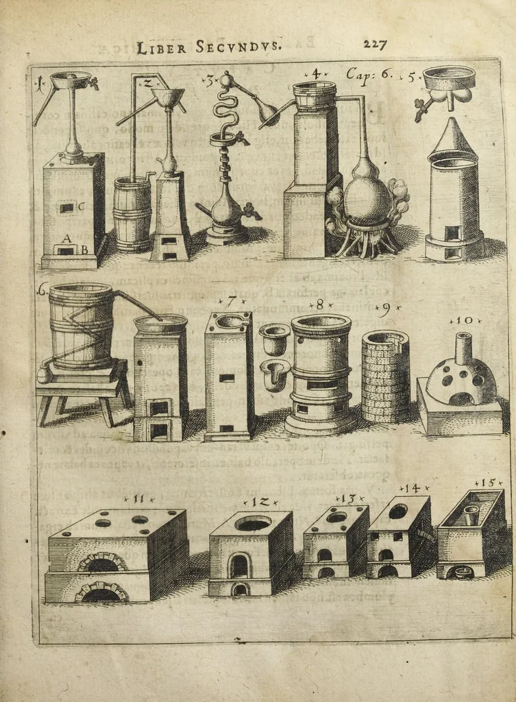 An illustration from Joannis Danielis Mylii, medicinæ candidati Operis medico-chymici pars altera. Qua continentur tres libri posteriores basilicæ chymicæ, ut & basilica philosophica, perfecta, in libros tres distributa, & figuris æneis illustrata., 1620, leaf 1371