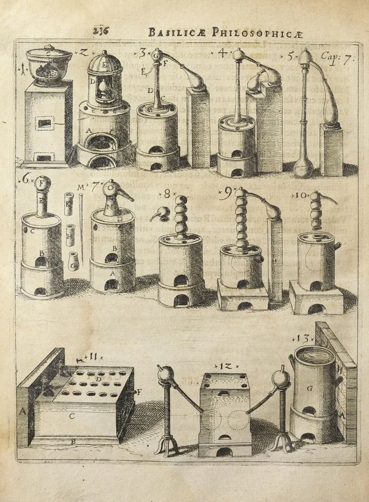 An illustration from Joannis Danielis Mylii, medicinæ candidati Operis medico-chymici pars altera. Qua continentur tres libri posteriores basilicæ chymicæ, ut & basilica philosophica, perfecta, in libros tres distributa, & figuris æneis illustrata., 1620, leaf 1380