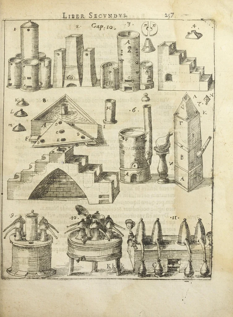 An illustration from Joannis Danielis Mylii, medicinæ candidati Operis medico-chymici pars altera. Qua continentur tres libri posteriores basilicæ chymicæ, ut & basilica philosophica, perfecta, in libros tres distributa, & figuris æneis illustrata., 1620, leaf 1401