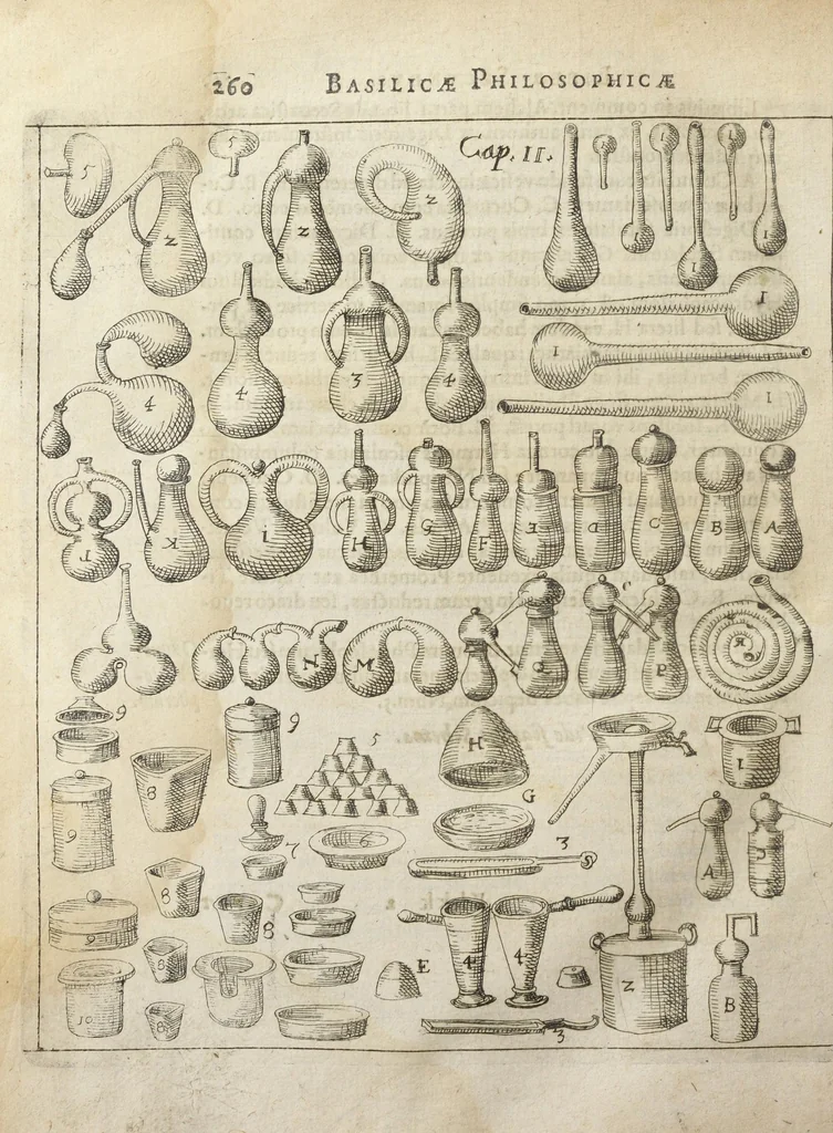 An illustration from Joannis Danielis Mylii, medicinæ candidati Operis medico-chymici pars altera. Qua continentur tres libri posteriores basilicæ chymicæ, ut & basilica philosophica, perfecta, in libros tres distributa, & figuris æneis illustrata., 1620, leaf 1404