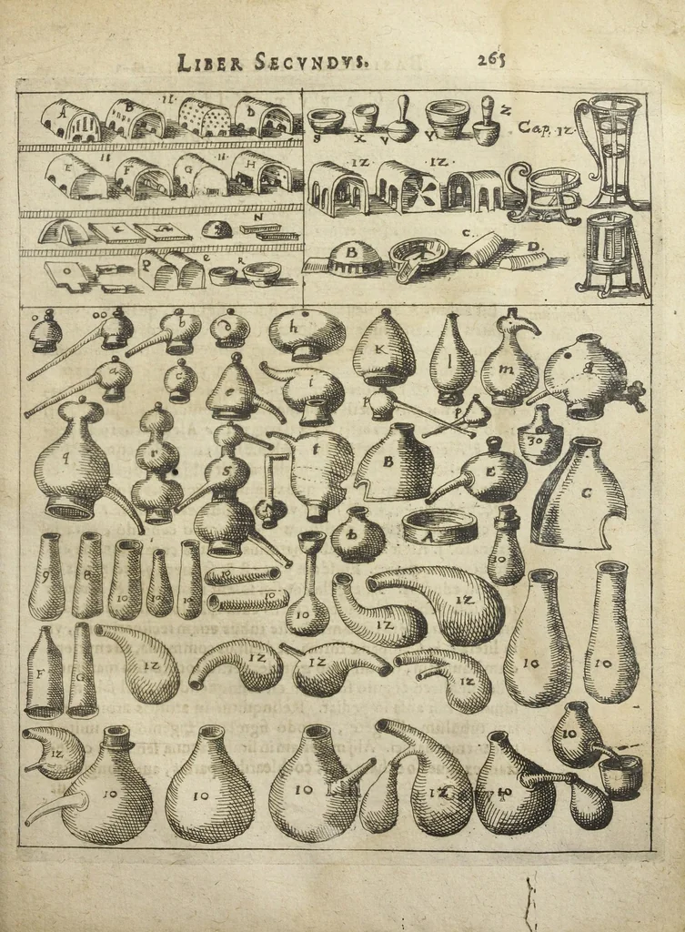 An illustration from Joannis Danielis Mylii, medicinæ candidati Operis medico-chymici pars altera. Qua continentur tres libri posteriores basilicæ chymicæ, ut & basilica philosophica, perfecta, in libros tres distributa, & figuris æneis illustrata., 1620, leaf 1409