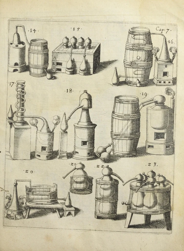 An illustration from Joannis Danielis Mylii, medicinæ candidati Operis medico-chymici pars altera. Qua continentur tres libri posteriores basilicæ chymicæ, ut & basilica philosophica, perfecta, in libros tres distributa, & figuris æneis illustrata., 1620, leaf 1419