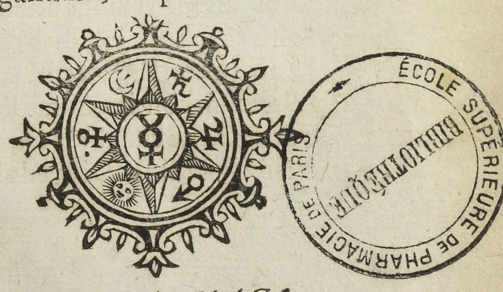 An illustration from Michaelis Majeri viatorium, hoc est, de montibus planetarum septem seu metallorum; tractatus tam utilis, quàm perspicuus, quo, ut indice mercuriali in triviis, vel Adriadnêo filo in labyrintho, seu Cynosurâ in oceano chymicorum errorum immenso, quilibet rationalis, veritatis amans, ad illum, qui in montibus sese abdidit de rubea-petra Alexicacum, omnibus medicis desideratum, investigandum, uti poterit, 1651, leaf 3