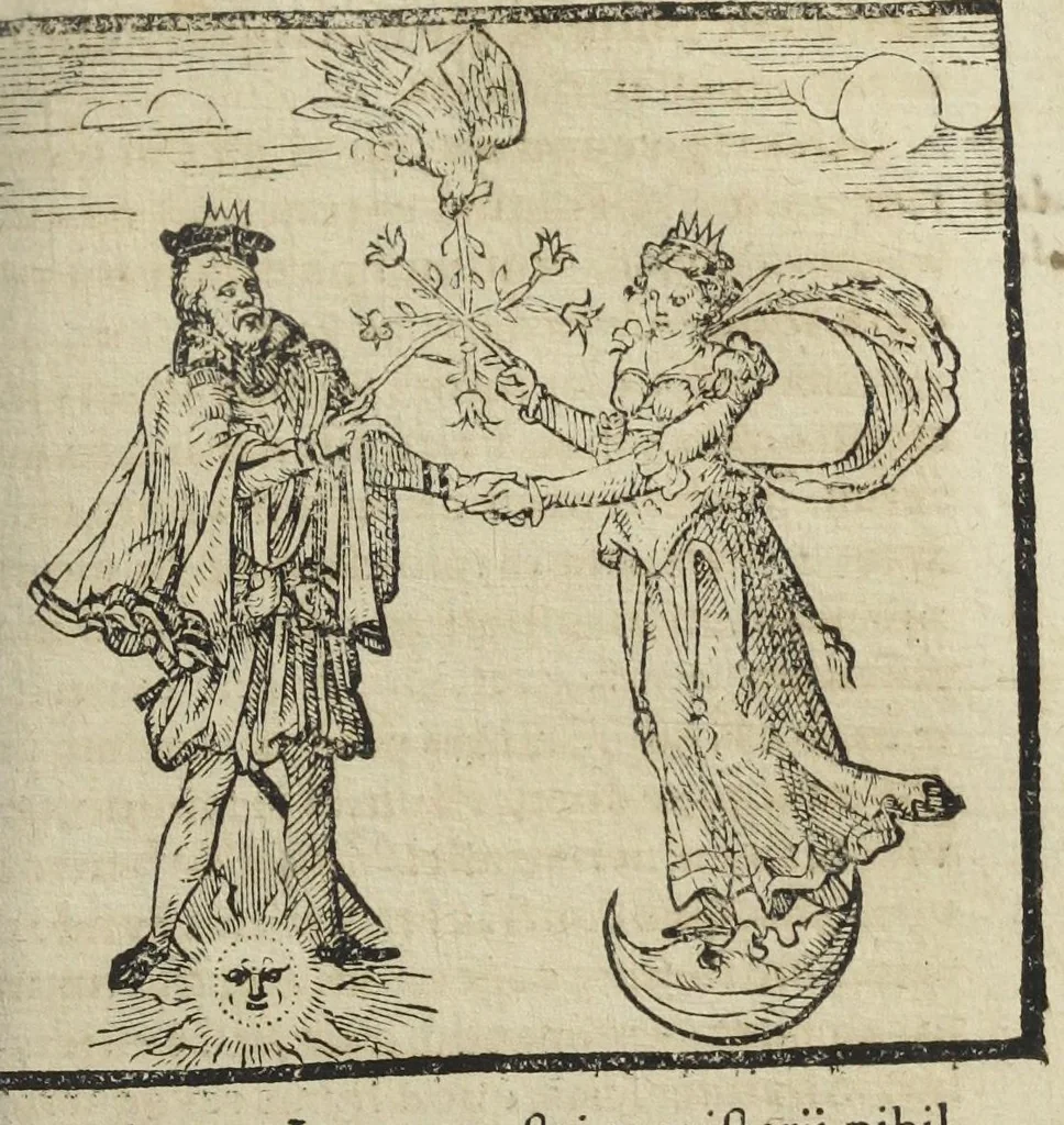 An illustration from Artis auriferae, quam chemiam vocant, volumen secundum. Quod continet Morieni Romani scripta de Re Metallica, atque de occulta summaque antiquorum medicina, cum alijs authoribus, quos versa pagina indicat., 1593, leaf 237