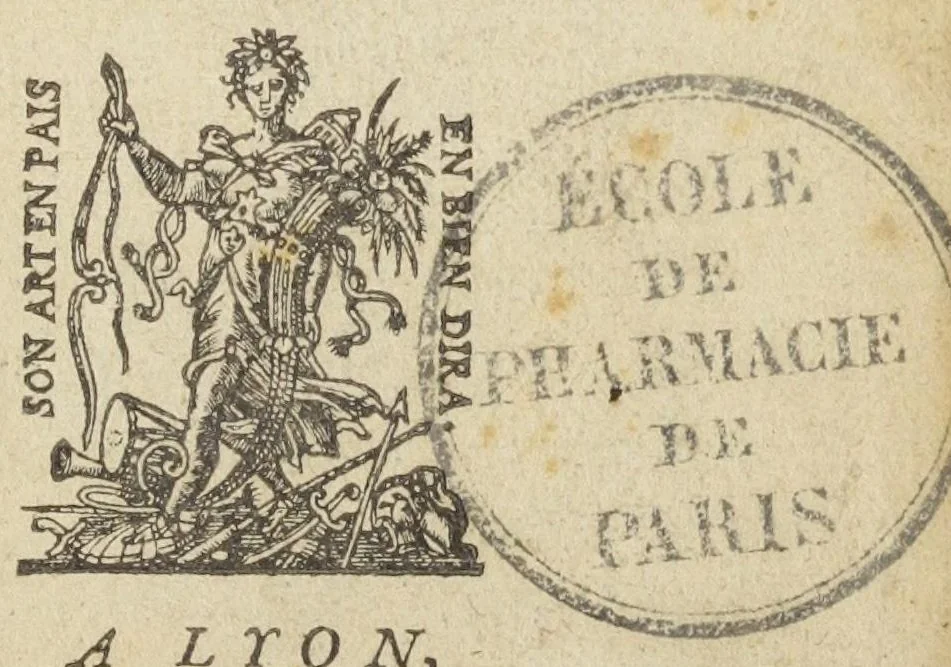 An illustration from Discours et demonstration des ingrediens de la confection d'alkermes reformee, faicte publiquement en presence de Messieurs de la justice & professeurs en l'Université de medecine, par Laurens Catelan, Me. apothycaire en la ville de Montpellier, contre les discours faicts par le s[ieu]r. Jaques Fontaine premier medecin d'Aix en Provence., 1614, leaf 5