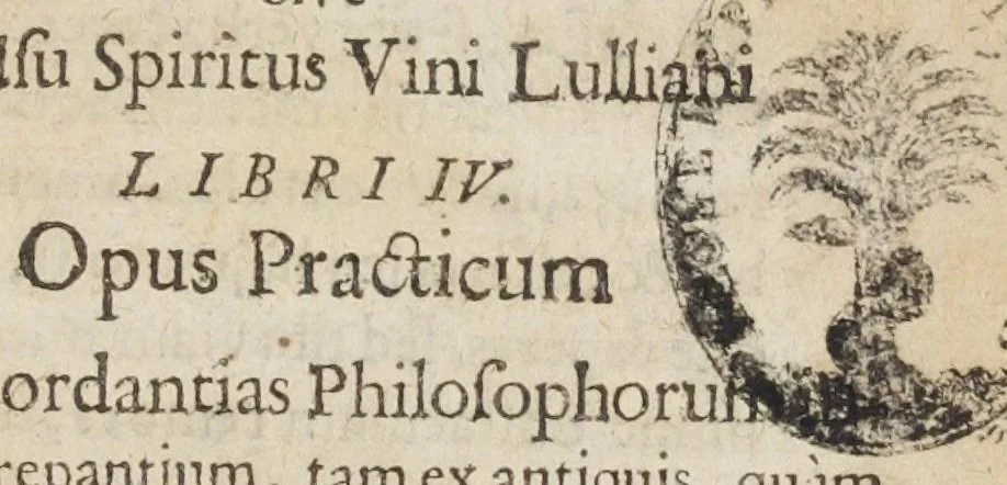 An illustration from Johannis Segeri Weidenfeld. De secretis adeptorum, sive De usu spiritus vini Lulliani libri IV. Opus practicum per concordantias philosophorum inter se discrepantium, tam ex antiquis, quam modernis philosophiæ adeptæ patribus mutuò conciliatis summo studio collectum, & novissimâ concinnè methodo ita digestum, ut vel tyrones possint discernere, vegetabilium, animalium, mineralium præparationes suppositias sophisticasve à veris, sive pro re medica, sive metallicâ, atque sic cavere sibi à vagabundis deceptoribus, imaginariis processibus & suarum pecuniarum dilapidatione., 1685, leaf 9
