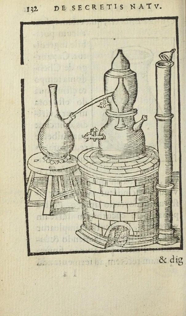 An illustration from Cœlum philosophorum, seu liber de secretis naturæ, per Philippum Ulstadium ex variis autoribus accuratè selectus, variísque figuris illustratus. Nunc recèns adjecimus Joan. Anto. Campesii Directorium summæ summarum medicinæ., 1557, leaf 134
