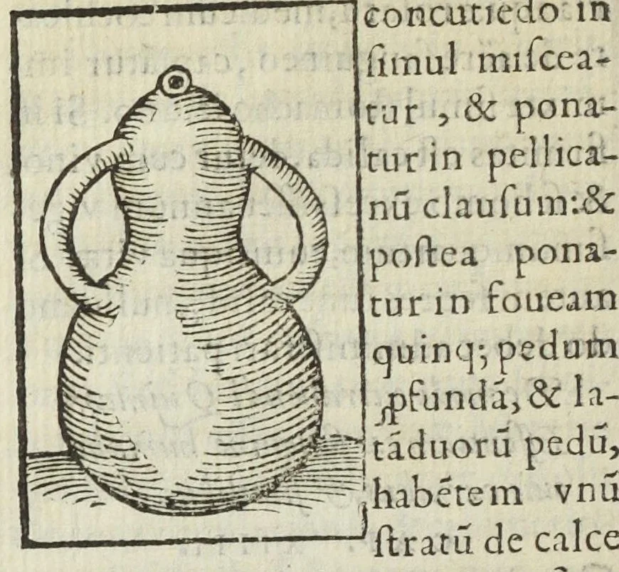 An illustration from Cœlum philosophorum, seu liber de secretis naturæ, per Philippum Ulstadium ex variis autoribus accuratè selectus, variísque figuris illustratus. Nunc recèns adjecimus Joan. Anto. Campesii Directorium summæ summarum medicinæ., 1557, leaf 150
