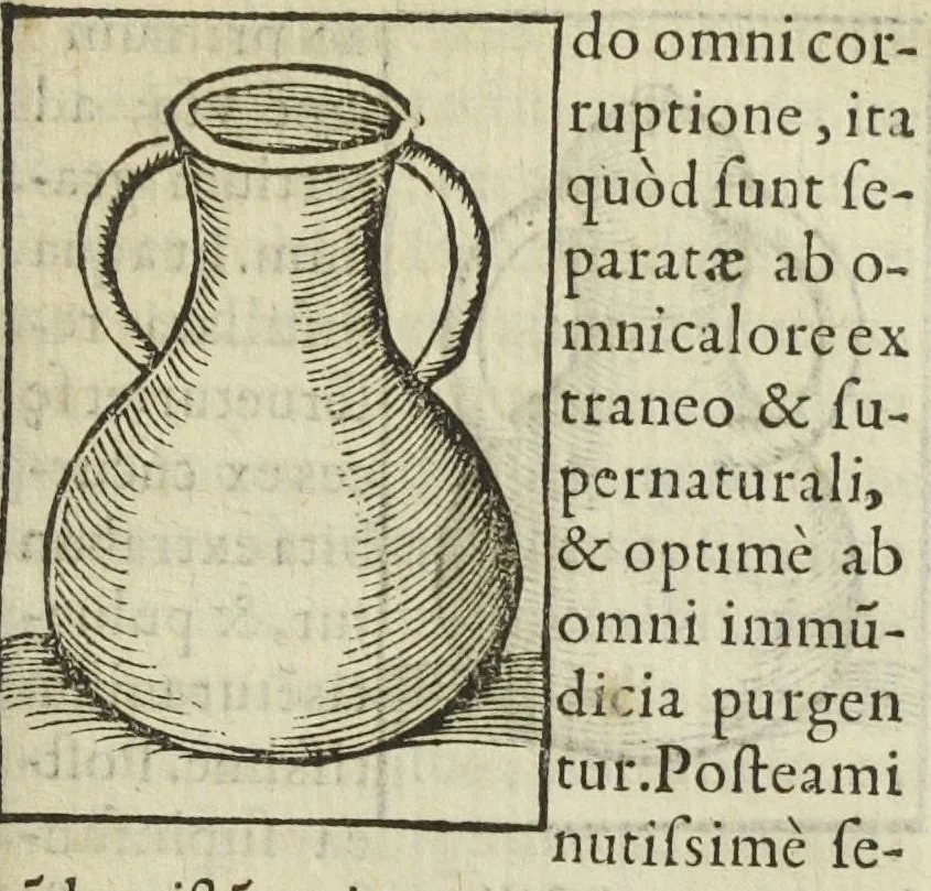 An illustration from Cœlum philosophorum, seu liber de secretis naturæ, per Philippum Ulstadium ex variis autoribus accuratè selectus, variísque figuris illustratus. Nunc recèns adjecimus Joan. Anto. Campesii Directorium summæ summarum medicinæ., 1557, leaf 155