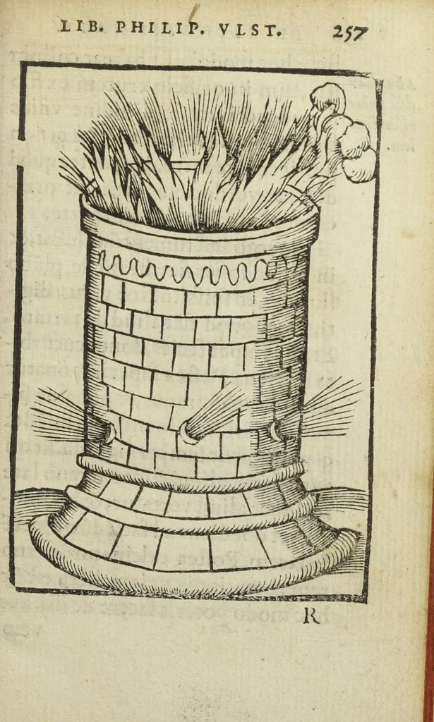 An illustration from Cœlum philosophorum, seu liber de secretis naturæ, per Philippum Ulstadium ex variis autoribus accuratè selectus, variísque figuris illustratus. Nunc recèns adjecimus Joan. Anto. Campesii Directorium summæ summarum medicinæ., 1557, leaf 259