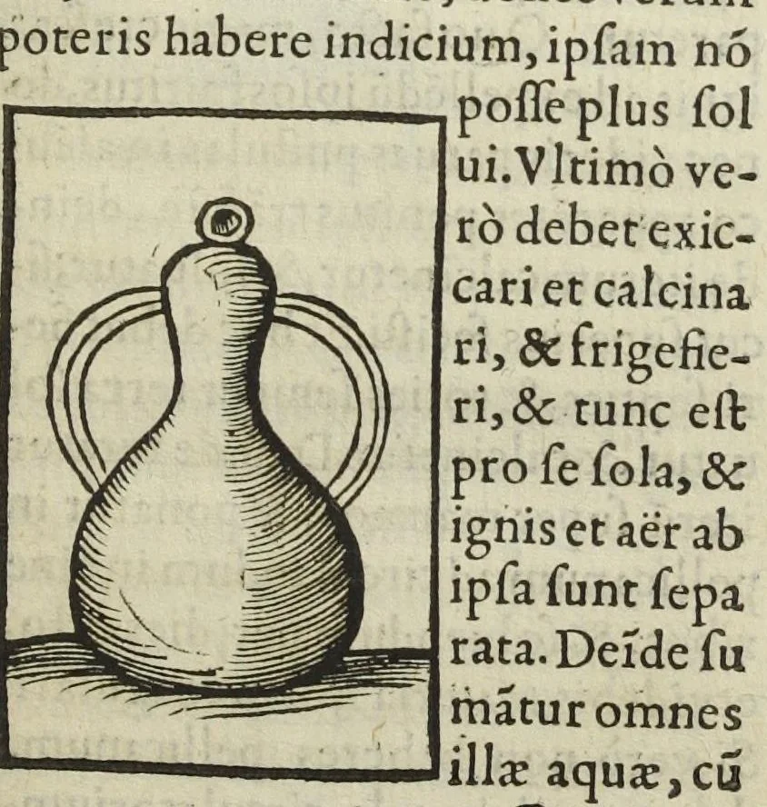 An illustration from Cœlum philosophorum, seu liber de secretis naturæ, per Philippum Ulstadium ex variis autoribus accuratè selectus, variísque figuris illustratus. Nunc recèns adjecimus Joan. Anto. Campesii Directorium summæ summarum medicinæ., 1557, leaf 267