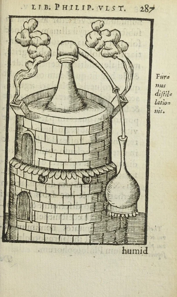 An illustration from Cœlum philosophorum, seu liber de secretis naturæ, per Philippum Ulstadium ex variis autoribus accuratè selectus, variísque figuris illustratus. Nunc recèns adjecimus Joan. Anto. Campesii Directorium summæ summarum medicinæ., 1557, leaf 289