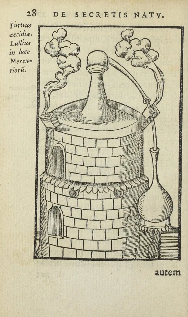 An illustration from Cœlum philosophorum, seu liber de secretis naturæ, per Philippum Ulstadium ex variis autoribus accuratè selectus, variísque figuris illustratus. Nunc recèns adjecimus Joan. Anto. Campesii Directorium summæ summarum medicinæ., 1557, leaf 30