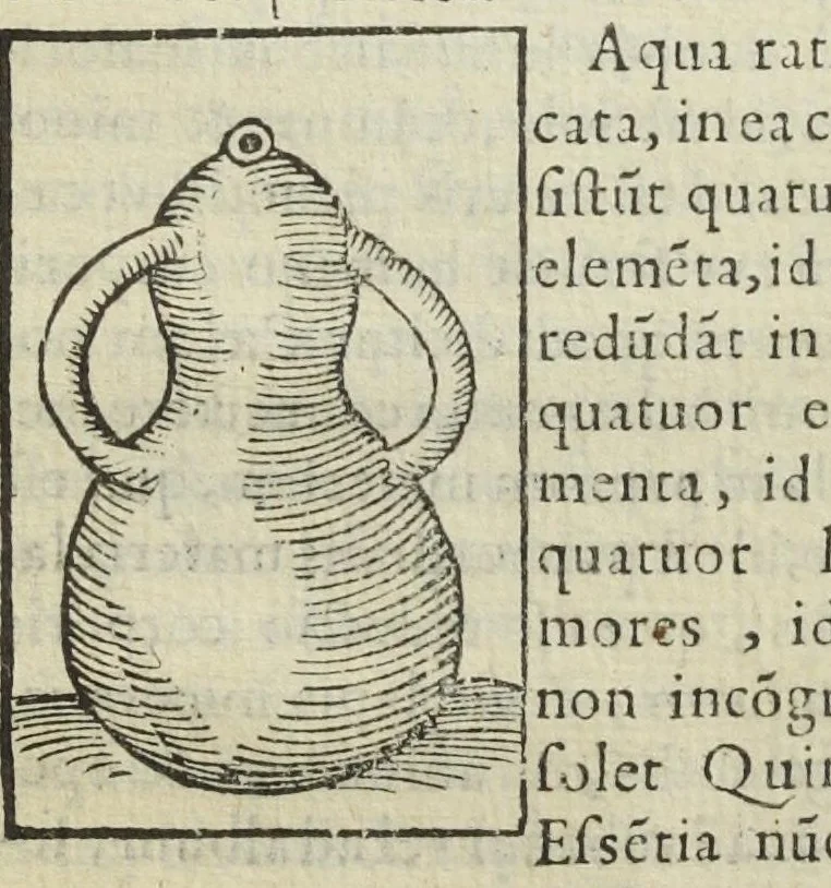 An illustration from Cœlum philosophorum, seu liber de secretis naturæ, per Philippum Ulstadium ex variis autoribus accuratè selectus, variísque figuris illustratus. Nunc recèns adjecimus Joan. Anto. Campesii Directorium summæ summarum medicinæ., 1557, leaf 407