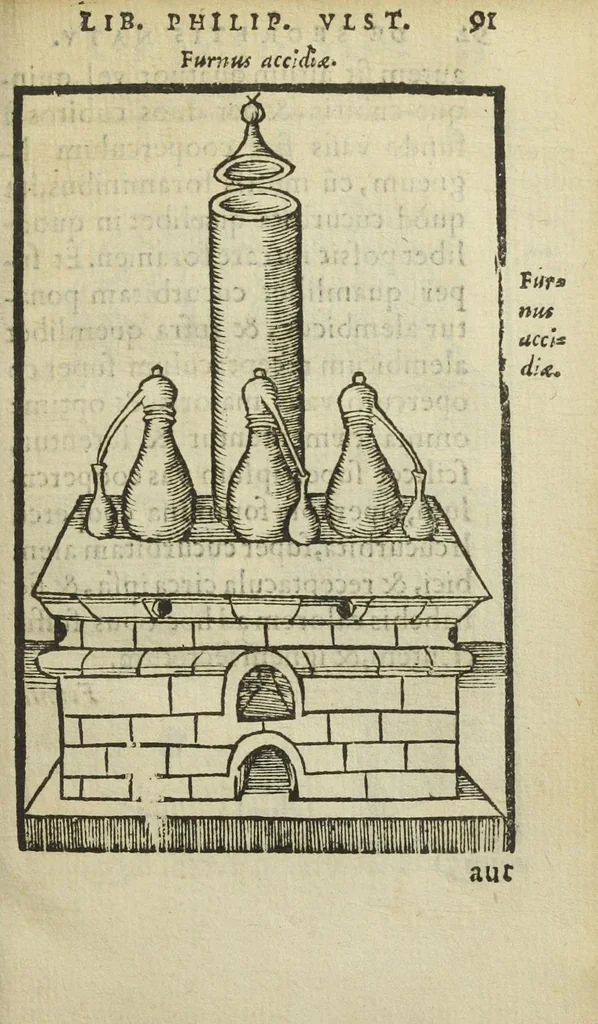 An illustration from Cœlum philosophorum, seu liber de secretis naturæ, per Philippum Ulstadium ex variis autoribus accuratè selectus, variísque figuris illustratus. Nunc recèns adjecimus Joan. Anto. Campesii Directorium summæ summarum medicinæ., 1557, leaf 93