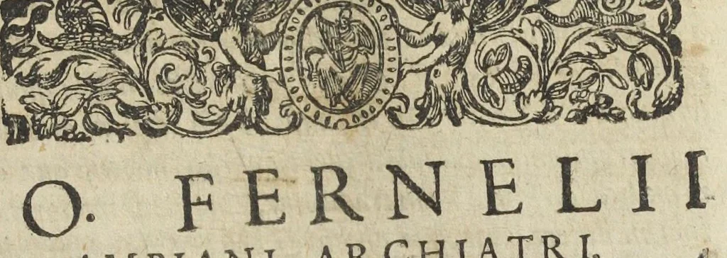 An illustration from Joannis Fernelii Neotericorum principis, et Franciæ archiatri universa medicina : a doctissimo et experientissimo medico diligenter recognita, & ab innumeris mendis & erroribus, quibus priores scatebant editiones repurgata, collatis invicem vetustissimis & optimis exemplaribus. Editio emendatissima. Addita sunt ejusdem Fernelii consilia : & Guliel. Plantii scholia in pharmacopœam seu librum therapeutices septimum., 1627, leaf 1153