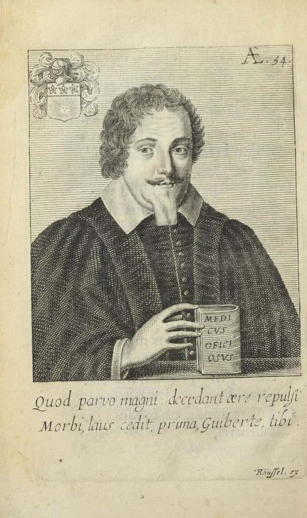 An illustration from Medici officiosi Opera, viro nobili Philib. Guiberto, doct. med. Paris. Authore ; centies antehac gallice edita, nunc primum latinè reddita., 1649, leaf 20