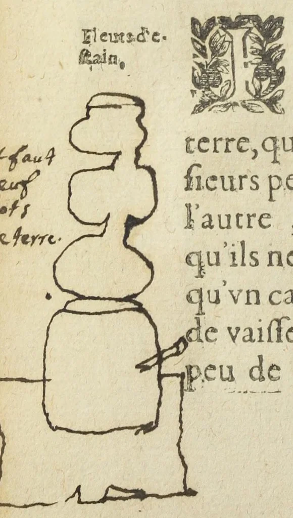 An illustration from Recueil des plus curieux et rares secrets touchant la medecine metallique & minerale tirez des manuscripts, de feu Mre Joseph Du Chesne sieur de La Violette Conseiller & medecin ordinaire du Roy., 1641, leaf 136