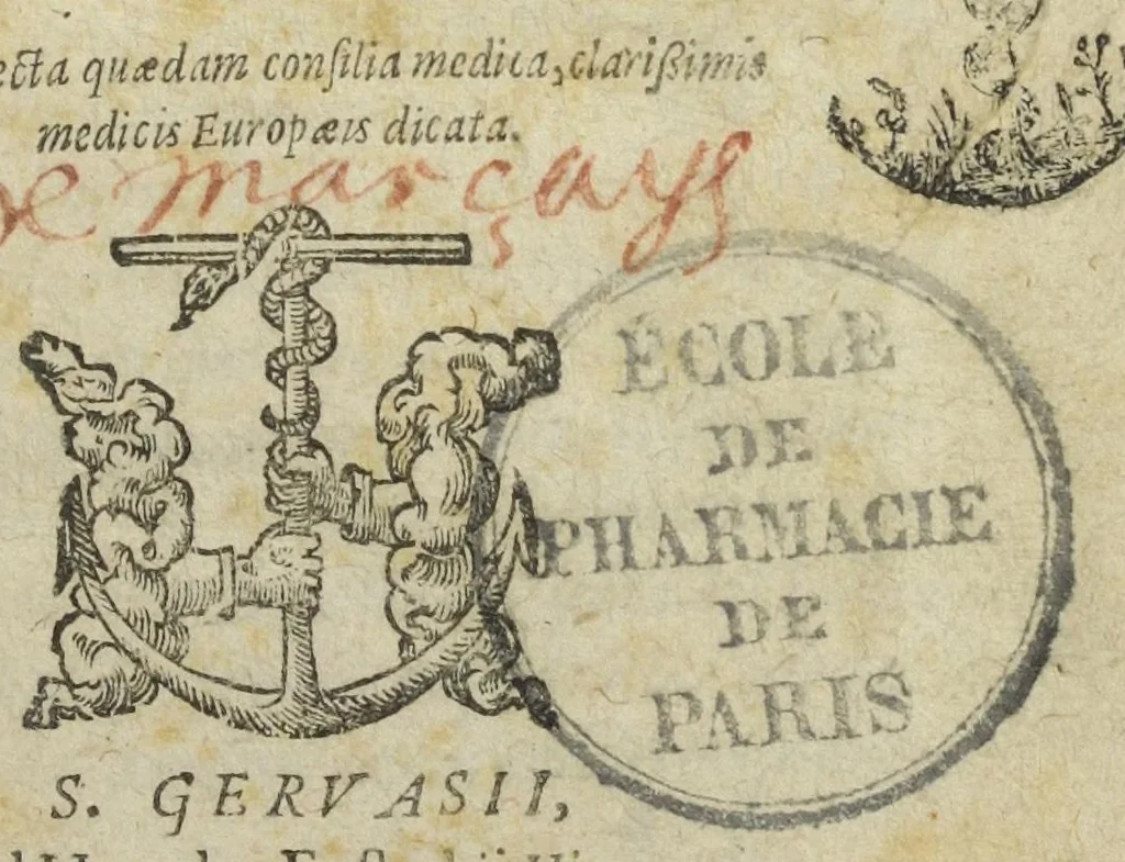 An illustration from Jos. Quercetani cons. et medici regii liber De Priscorum Philosophorum veræ medicinæ materia, præparationis modo, atque in curandis morbis, præstantia. Déque simplicium, & rerum signaturis tum externis, tum internis, seu specificis, à priscis & Hermeticis Philosophis multa cura, singularique industria comparatis, atque introductis, duo tractatus. His accesserunt eiusdem Ios. Quercetani de dogmaticorum medicorum legitima, & restituta medicamentorum praeparatione, libri duo., 1603, leaf 5