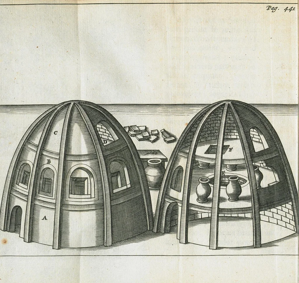 An illustration from Antoni Neri Florentini, De arte vitraria libri septem, & in eosdem Christoph. Merretti med.D. & Societ. Regiæ Socii. Observationes & notæ. In quibus omne gemmarum artificialium, encaustorum & laccarum artificium explicatur., 1668, leaf 472