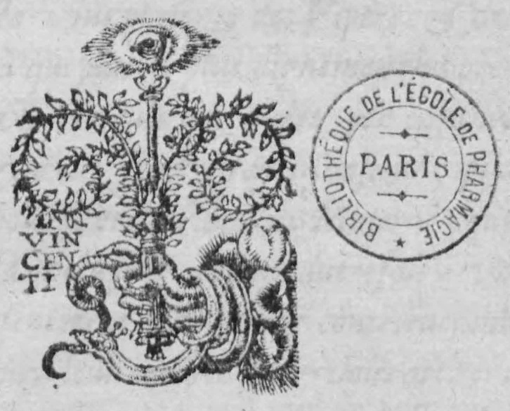 An illustration from La Thériaque françoise avec les vertus et proprietez d'icelle, selon Galien, mises en vers françois par Pierre Maginet... et dispensé publiquement à Salins par le dict Maginet et Claude Thonnerey frères, pharmaciens, en l'an 1623, 1623, leaf 2