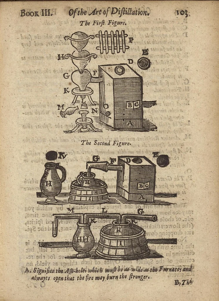 An illustration from The art of distillation : or, a treatise of the choicest spagyrical preparations, experiments, and curiosities, performed by way of distillation, 1664, leaf 120