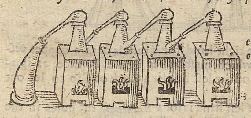 An illustration from The art of distillation : or, a treatise of the choicest spagyrical preparations, experiments, and curiosities, performed by way of distillation, 1664, leaf 48