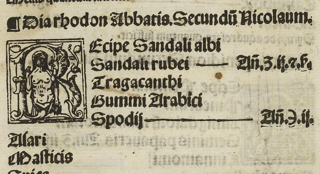 An illustration from Concordie pharmacopolarum Barcinonensium [Pharmacopée de Barcelone], 1535, leaf 54