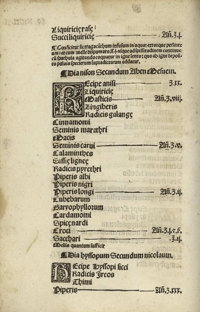 An illustration from Concordie pharmacopolarum Barcinonensium [Pharmacopée de Barcelone], 1535, leaf 71