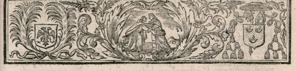 An illustration from Manuale rituum ecclesiasticorum ad usum ecclesiae et dioecesis Bajocensis. Authoritate reverendissimi in Christo Patris, ac DD. Francisci de Nesmond, episcopi Bajocensis, recognitum., 1687, leaf 12