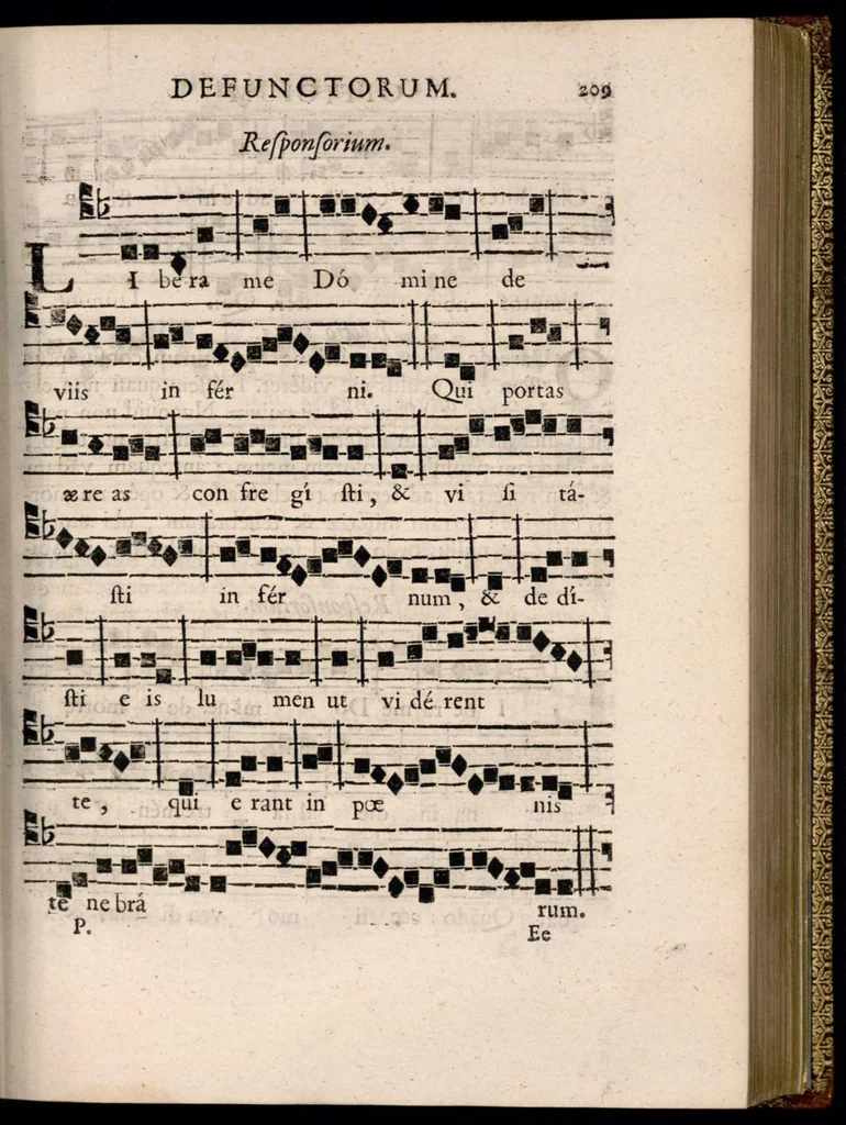 An illustration from Manuale rituum ecclesiasticorum ad usum ecclesiae et dioecesis Bajocensis. Authoritate reverendissimi in Christo Patris, ac DD. Francisci de Nesmond, episcopi Bajocensis, recognitum., 1687, leaf 238