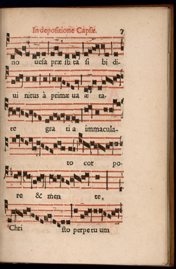 An illustration from Ordo officii divini in solemnitate S. Genovefae. Quando sacrae ejus reliquiae in processione generali deferuntur., 1652, leaf 16